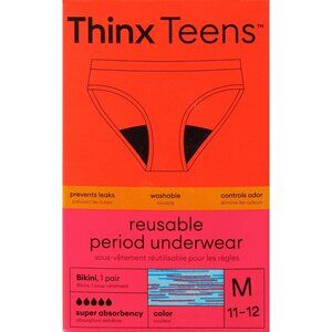 Thinx Teens Bikini Period Underwear Super Absorbency Cotton Medium Hologram Blue